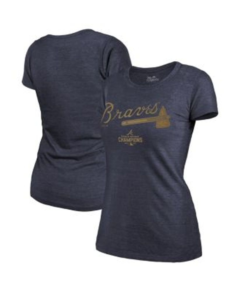 Majestic Women's Threads Navy Atlanta Braves 2022 Gold Program Wordmark  T-shirt