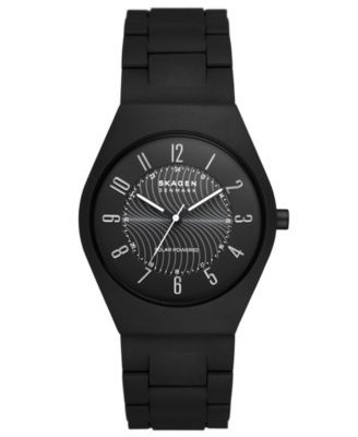 Men's Grenen Watch in Black Made with 100% Recycled Ocean Plastics Link Bracelet Watch, 37mm