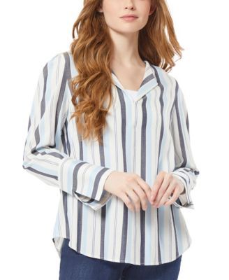 Women's Simplified V-neck Blouse with Long Cuffs