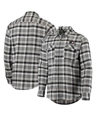 Men's Antigua Navy/Gray Denver Broncos Ease Flannel Long Sleeve Button-Up Shirt