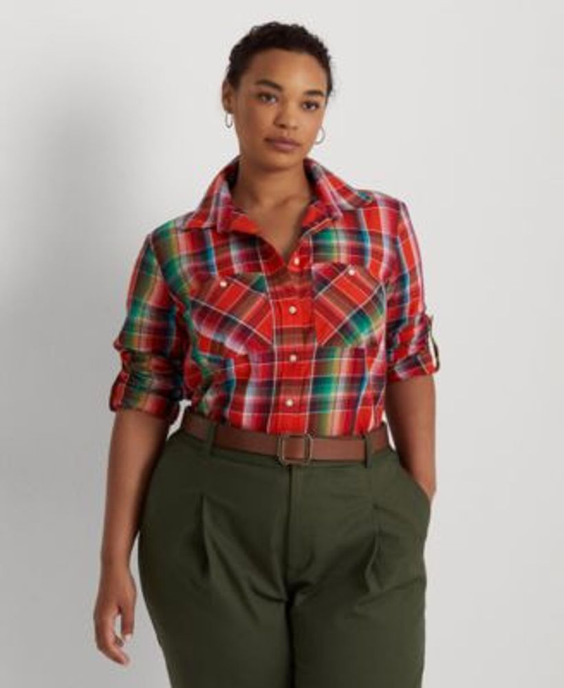 Lauren Ralph Lauren Plus-Size Cotton Madras Shirt | Dulles Town Center