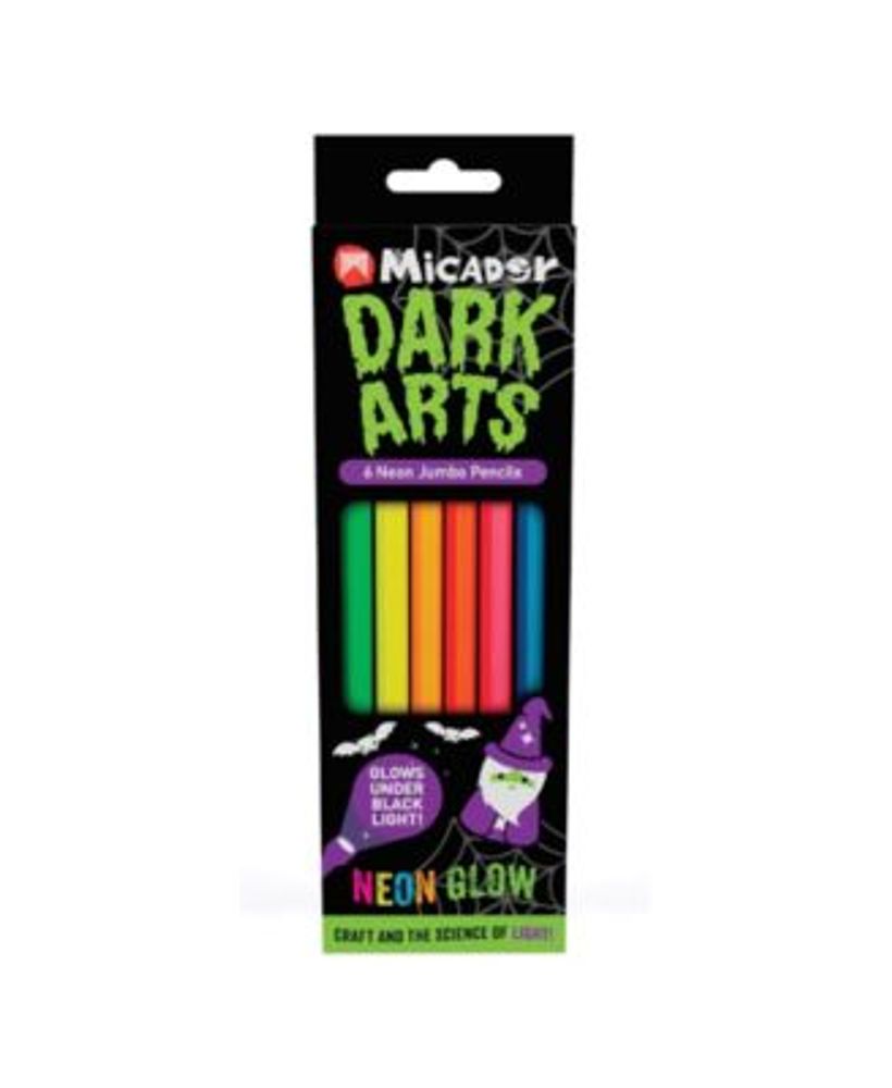 Micador Dark Arts Neon Glow Jumbo Pencils Set, 6 Piece