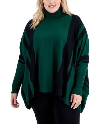 Plus Striped Poncho Top, Created for Macy's