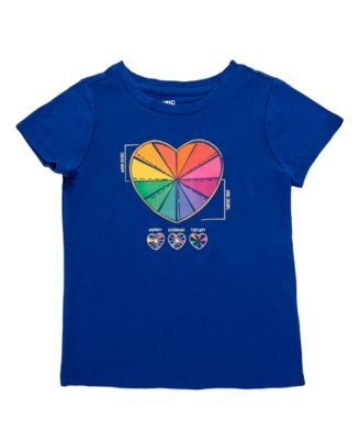 Girls Rainbow Heart Graphic T-shirt