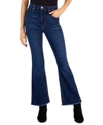 Petite High-Rise Distressed Flare Jeans