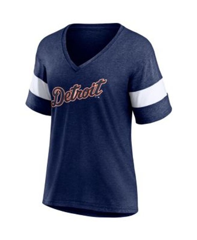 Lids Cleveland Indians Fanatics Branded Women's Official Wordmark 3/4  Sleeve V-Neck Tri-Blend T-Shirt - Heathered Navy/White