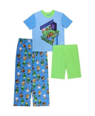 Little Boys Minecraft Pajamas, 3 Piece Set
