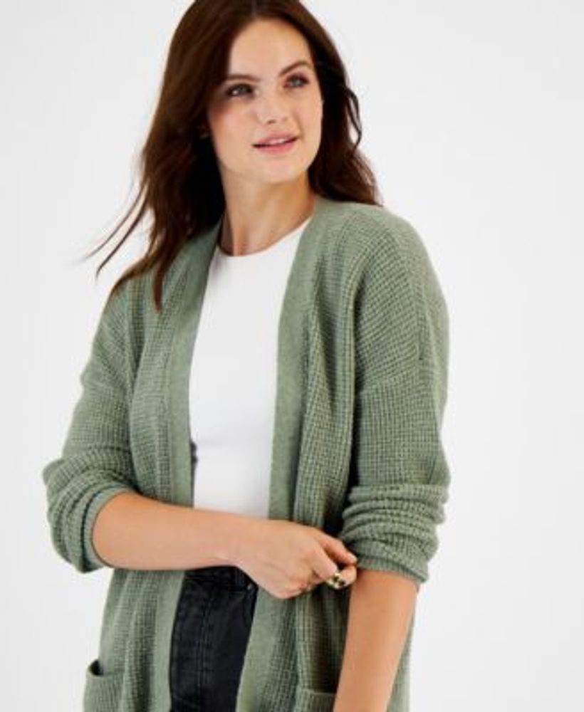 Juniors' Two-Pocket Long Sleeve Cardigan Sweater