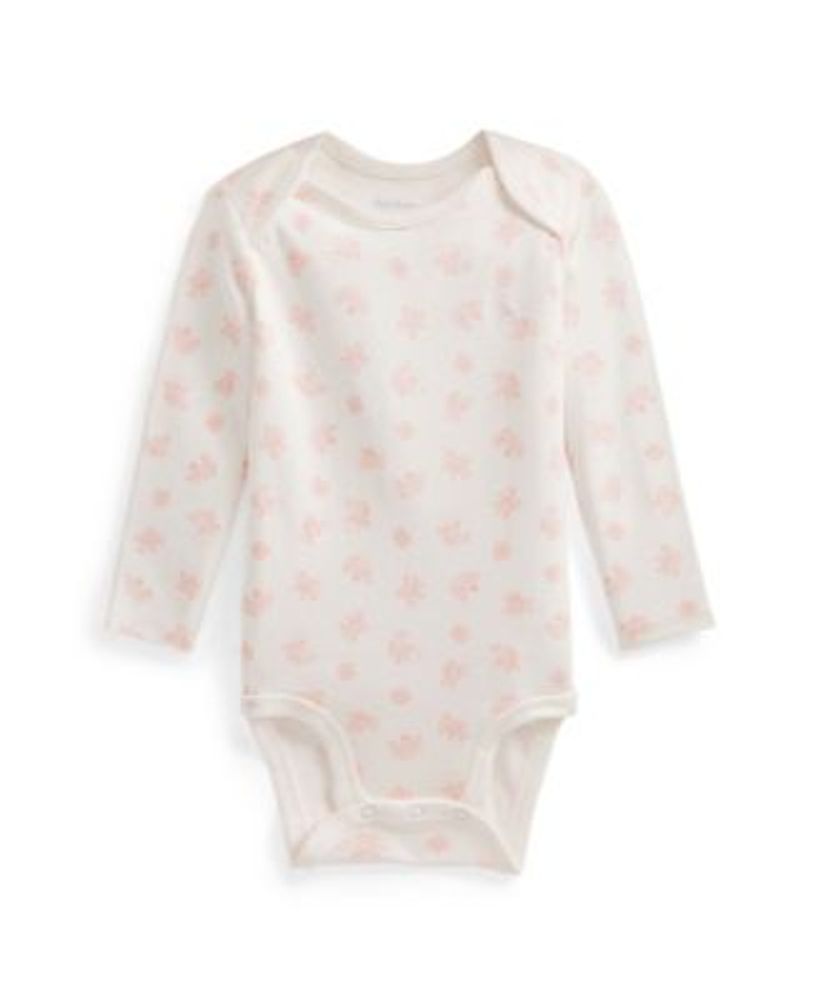 Baby Girls Bear-Print Cotton Bodysuit