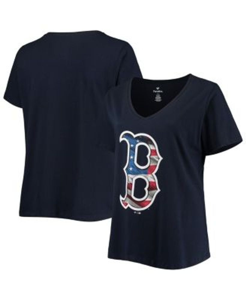 Boston Red Sox Women's Plus Size Notch Neck T-Shirt - White/Navy