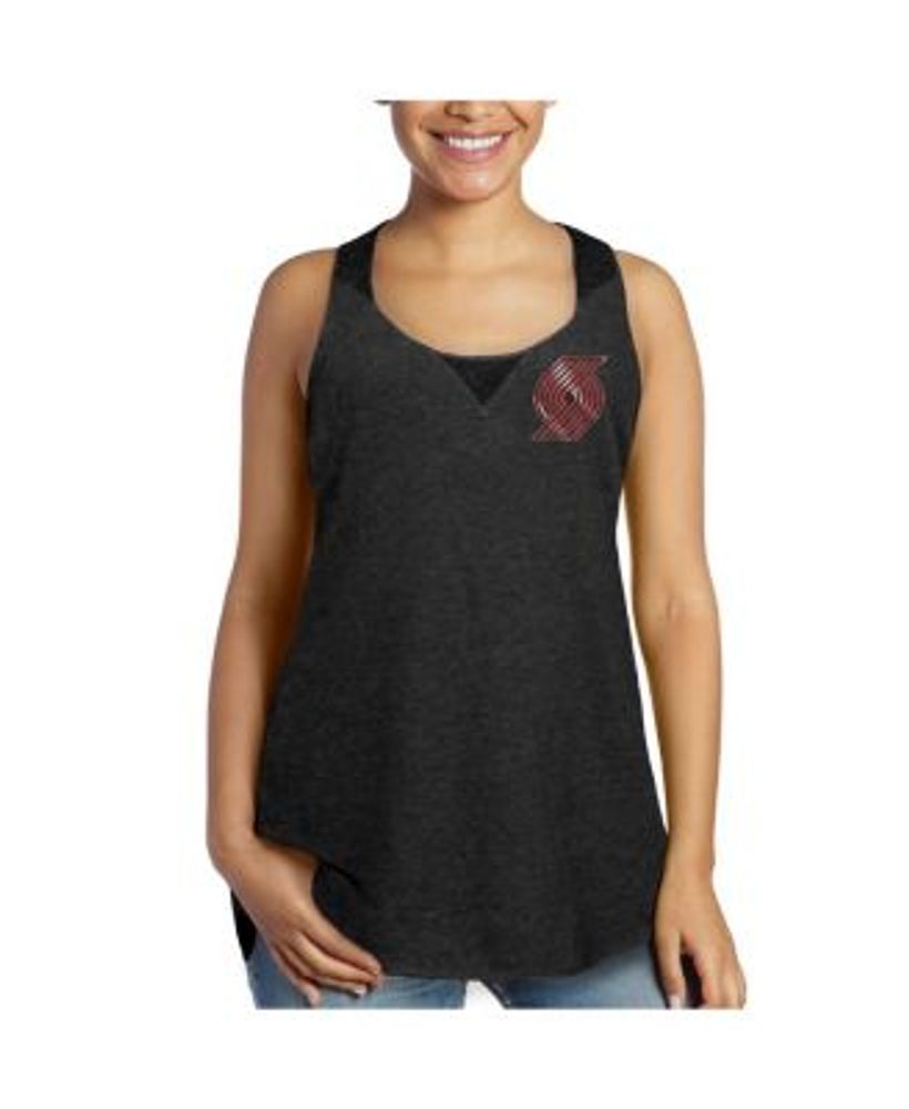 Colorado Rockies Majestic Threads Women's Scoop Neck Racerback Side Tie  Tri-Blend Tank Top - Black