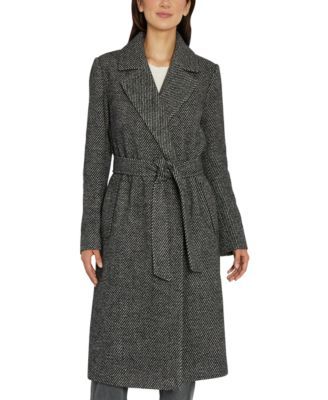 Women's Belted Tweed Wrap Coat