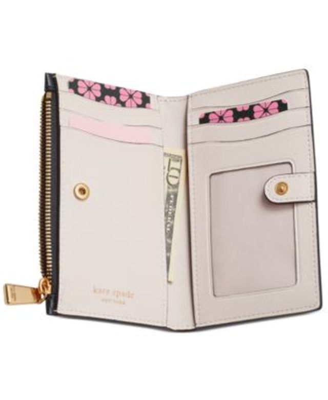 Kate Spade Morgan Bow Embellished Saffiano Leather Small Compact Wallet in  Pink