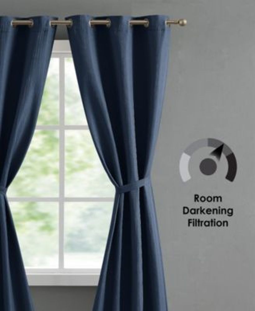 Tanner Thermal Woven Room Darkening Grommet Window Curtain Panel Pair with Tiebacks, 38" x 96"