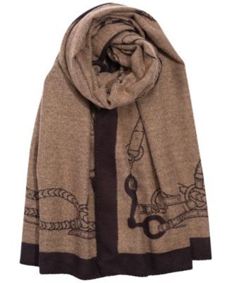 Women's Equestrian Wrap Scarf with Blanket Stitching