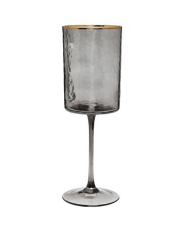 Classic Touch Set Of 6 Pebble Glass Wine Glasses With Gold Rim