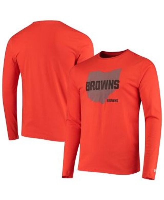 Men's Nike Orange/Brown Cleveland Browns Throwback Raglan Long Sleeve T-Shirt Size: Small