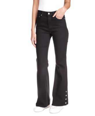 Women's Selma Shank Button-Hem Flare-Leg Denim Jeans, Regular & Petite