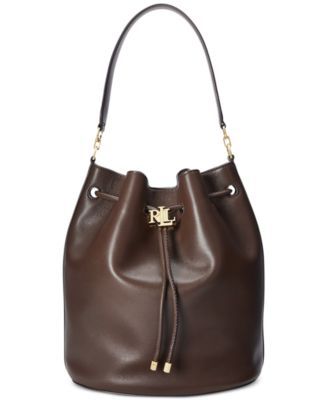 Ralph Lauren Leather Large Andie Drawstring Bag