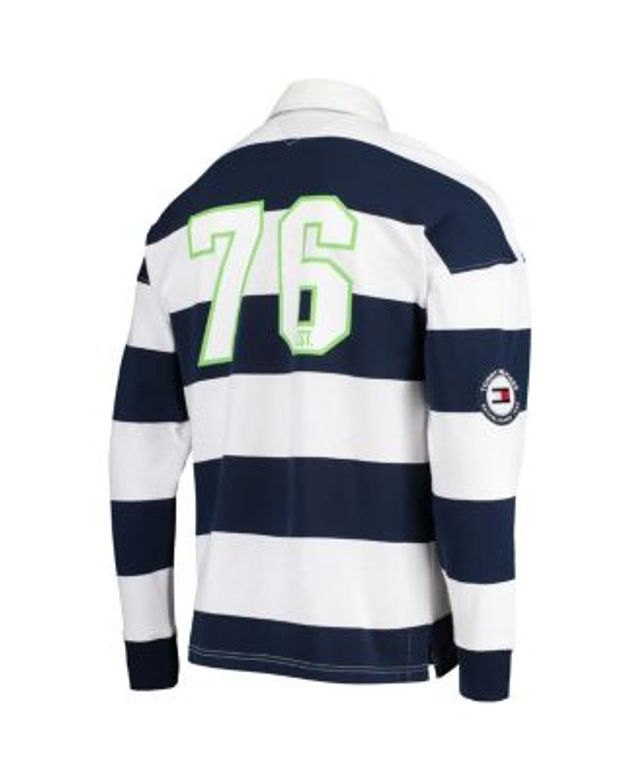 Seattle Seahawks Tommy Hilfiger Rugby Long Sleeve Polo - Gray/College Navy