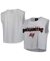 Cuce Women's White Tampa Bay Buccaneers Sequin Tri-Blend Cropped