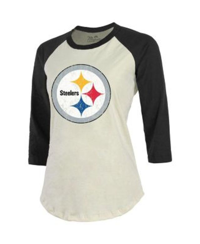 Majestic Steelers Women's Lace Up Long Sleeve T-Shirt - XL