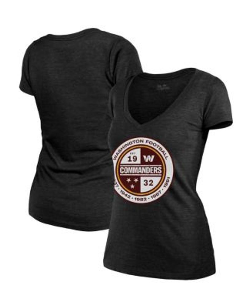 Women's New Era Black Washington Commanders V-Neck T-Shirt