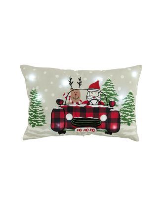 Led Santa Reindeer Truck Decorative Pillow
