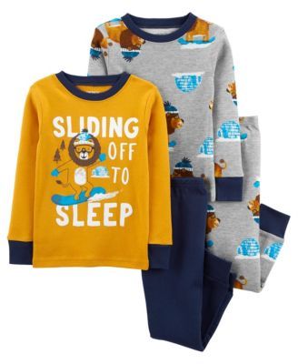 Baby Boys Construction Snug Fit Pajama, 4 Piece Set