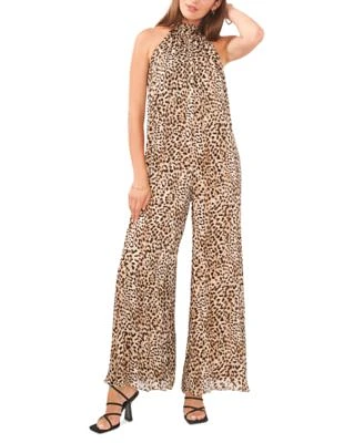 Women's Animal-Print Halter Wide-Leg Jumpsuit