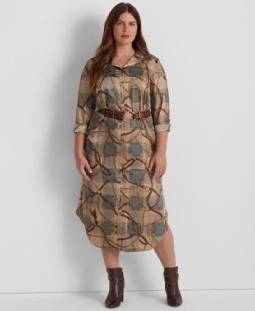 Lauren Ralph Lauren Plus-Size Plaid Twill Shirtdress | Connecticut Post Mall