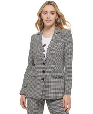 Women's Houndstooth Button-Front Blazer