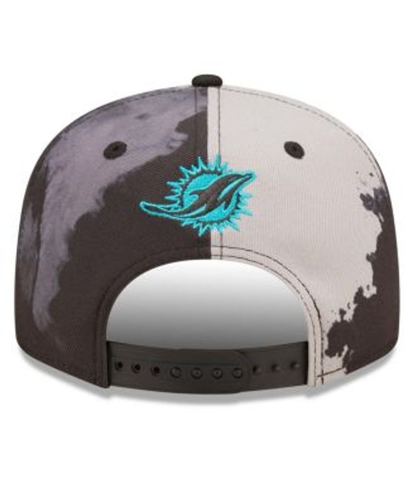 New Era Men's Black Miami Dolphins Ink Dye 2022 Sideline 9FIFTY Snapback Hat