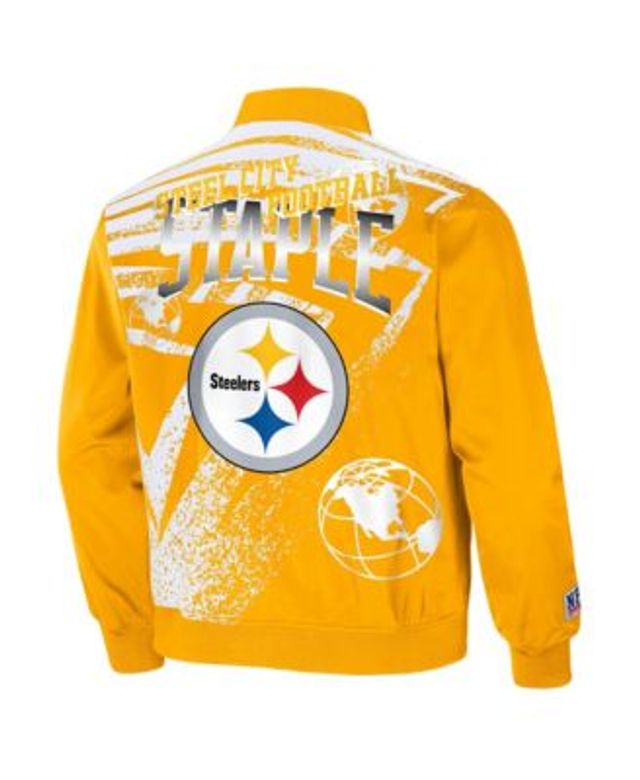 Men's Starter Black Pittsburgh Steelers The Pick and Roll Full-Snap Jacket Size: Medium