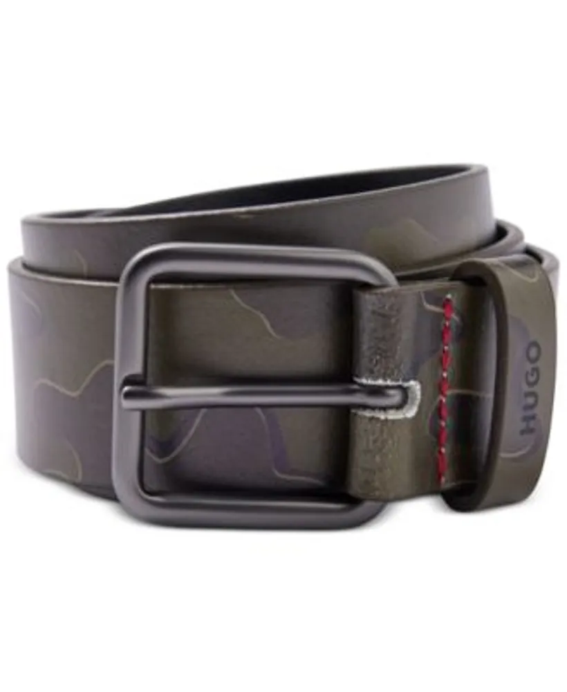 BOSS - Italian-leather belt with monogram buckle