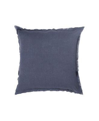 Navy Blue Linen Down Throw Pillow