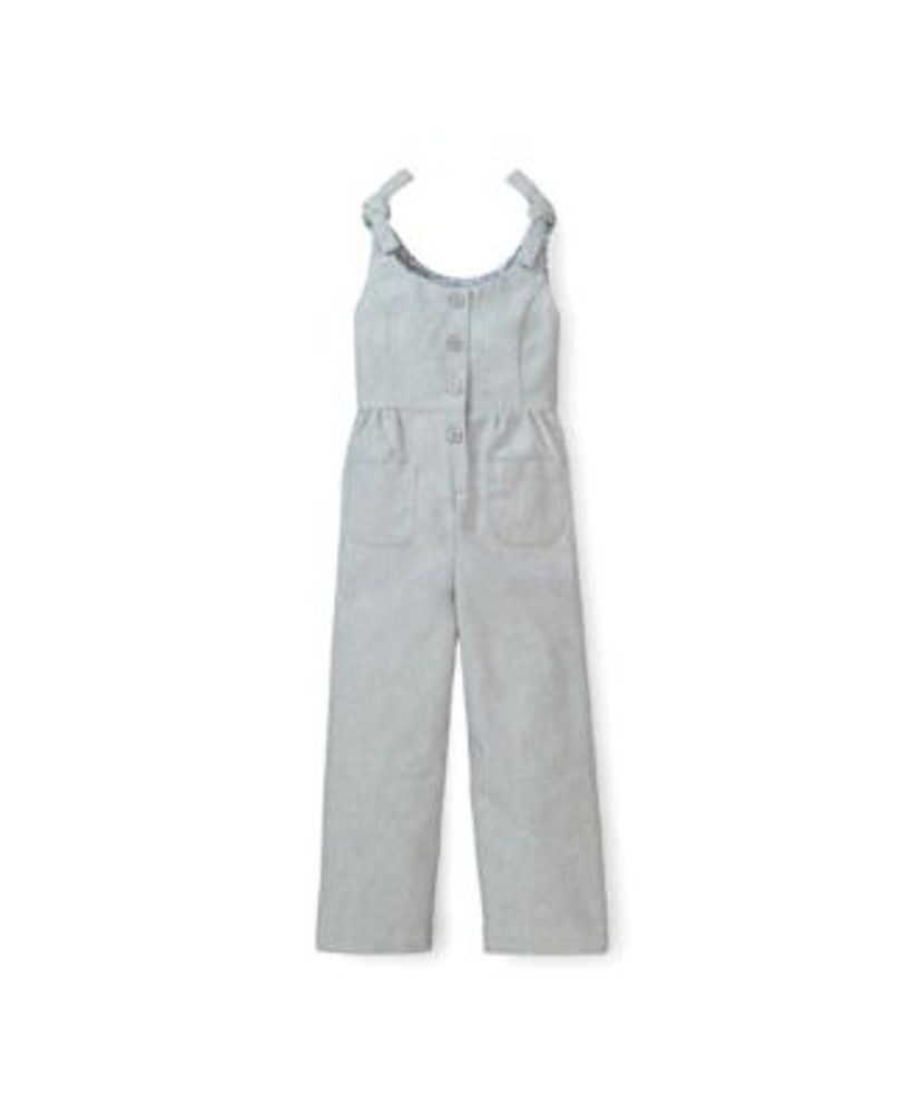 Hope Henry Girls' Knot Tie Button Front Jumpsuit, Toddler