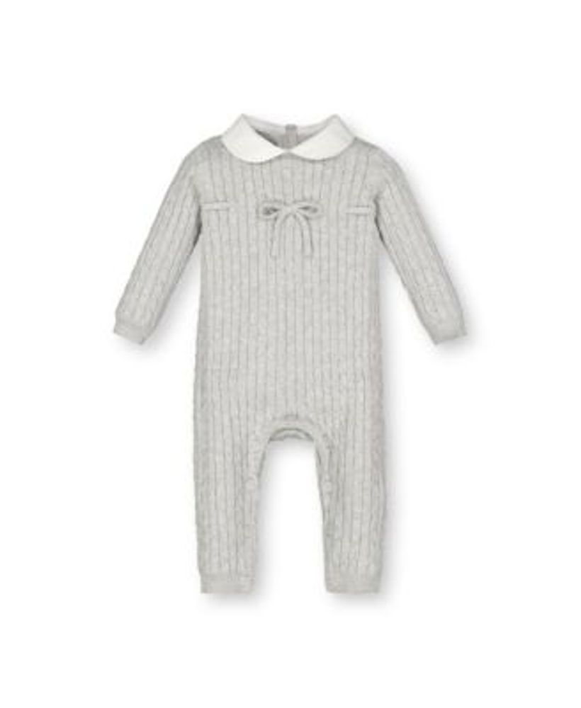 Hope & Henry Layette Organic Cotton Long Sleeve Romper with Peter Pan Collar 