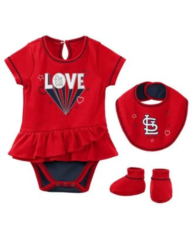 Outerstuff Girls Newborn & Infant Red/Navy/Heathered Gray St. Louis Cardinals 3-Pack Batter Up Bodysuit Set