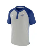 Men's Nike Royal/Silver Los Angeles Dodgers City Plate Performance Henley  Raglan T-Shirt