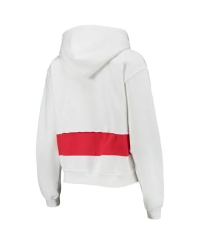 Refried Apparel White/Navy Boston Red Sox Cropped Pullover Hoodie