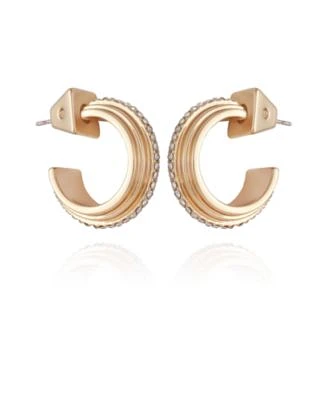 14K Gold-Plated and Crystal Huggie Hoop Earring