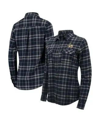 Antigua Women's Navy and Gray Denver Broncos Stance Flannel Button