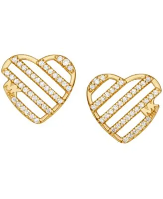 Sterling Silver Open Heart Stud Earrings Available Silver, 14K Rose-Gold Plated or Gold