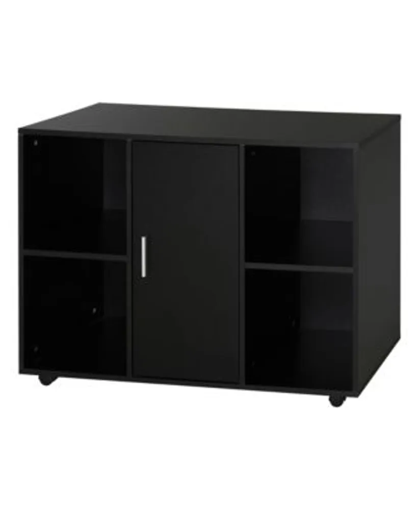 Vertical File Cabinet, Printer Stand with 2 Drawers & Storage ShelvesBlack