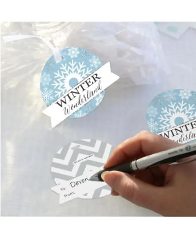 Winter Wonderland - Snowflake Holiday Party and Winter Wedding Clear Goodie  Favor Bags - Treat Bags With Tags - Set of 12