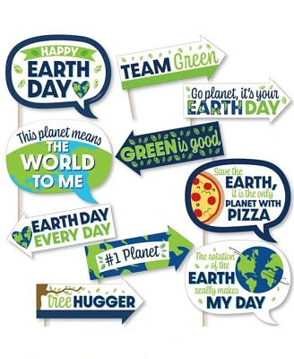 Funny Happy Earth Day - Save the Planet Party Photo Booth Props Kit - 10 Piece