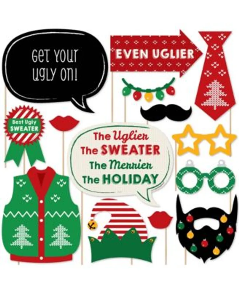 Big Dot of Happiness Ugly Sweater - Holiday Christmas Party Photo Booth Props Kit - 20 Count | Shops at Willow