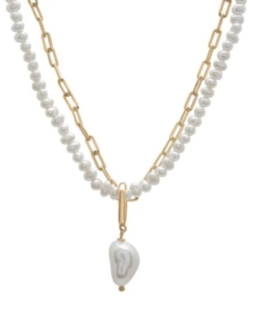 Macy's Pearl Necklace, 14k Gold Cultured Freshwater Pearl Pendant