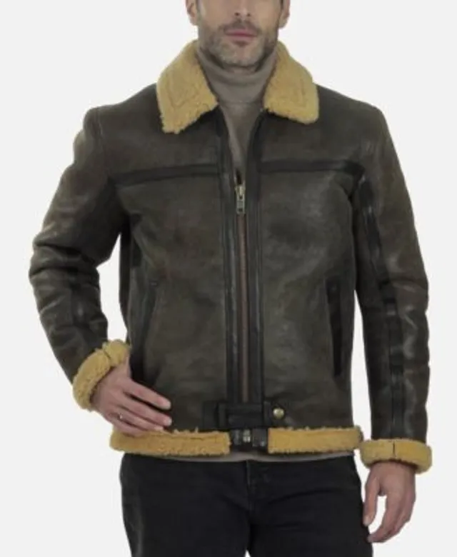 Crackle Faux Suede Sherpa Aviator Jacket